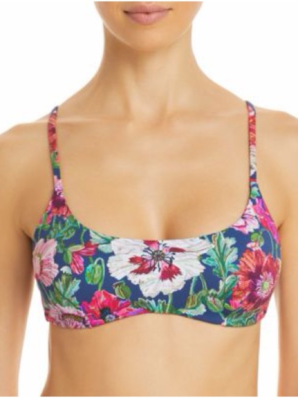 Onia Floral Scoop Bralette - Navy Pink Green